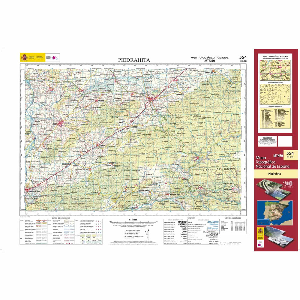 Carte topographique de l'Espagne - Piedrahita, n° 0554 | CNIG - 1/50 000 carte pliée CNIG 