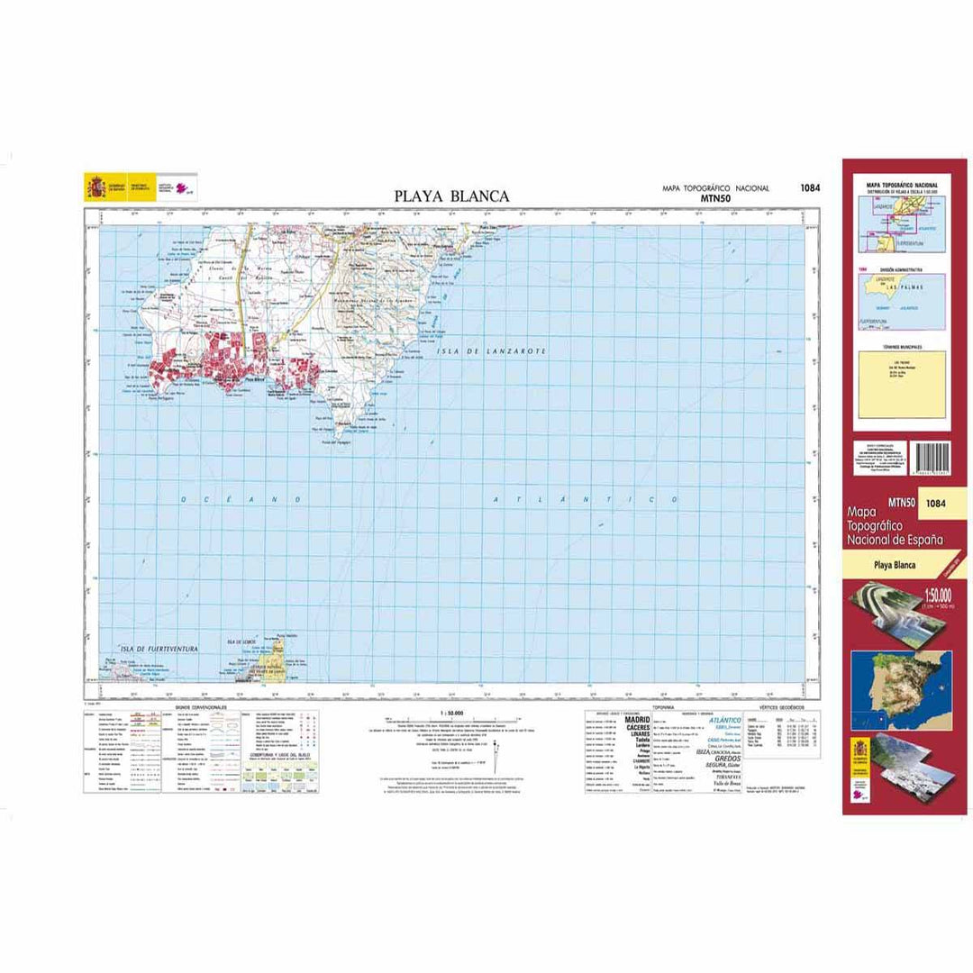 Carte topographique de l'Espagne - Playa Blanca (Lanzarote), n° 1084 | CNIG - 1/50 000 carte pliée CNIG 