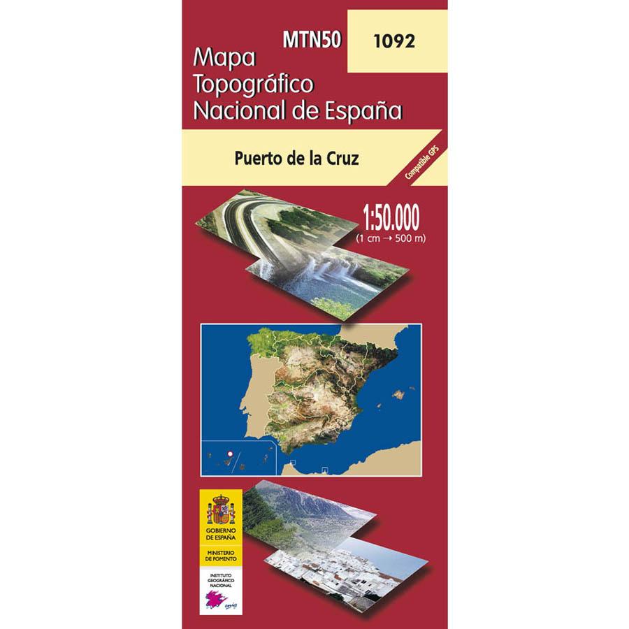 Carte topographique de l'Espagne - Puerto de la Cruz (Tenerife), n° 1092 | CNIG - 1/50 000 carte pliée CNIG 