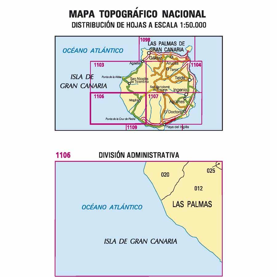 Carte topographique de l'Espagne - Puerto Rico (Gran Canaria), n° 1106 | CNIG - 1/50 000 carte pliée CNIG 