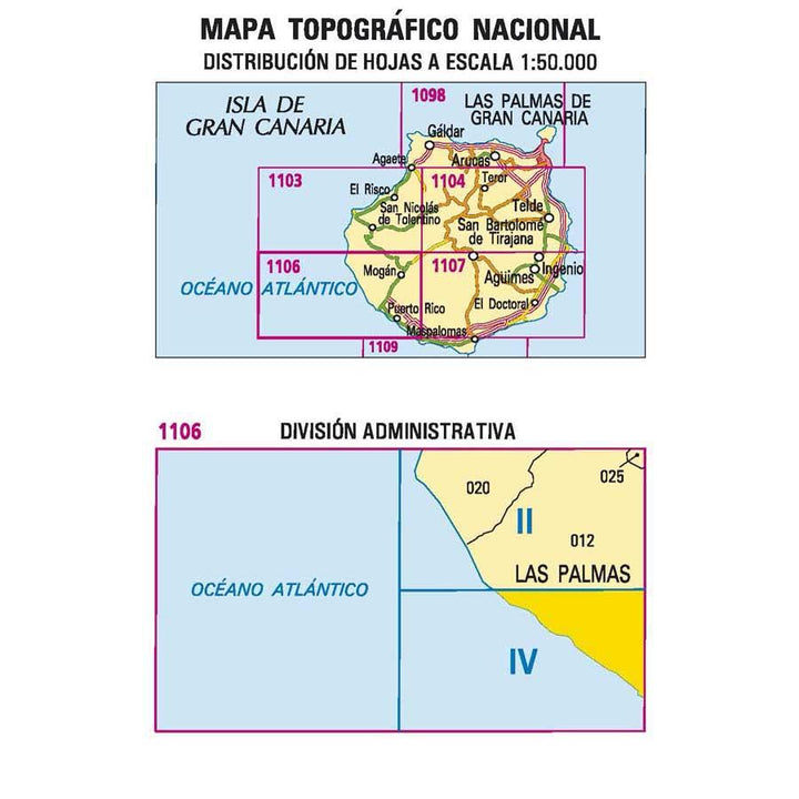 Carte topographique de l'Espagne - Puerto Rico (Gran Canaria), n° 1106.4 | CNIG - 1/25 000 carte pliée CNIG 