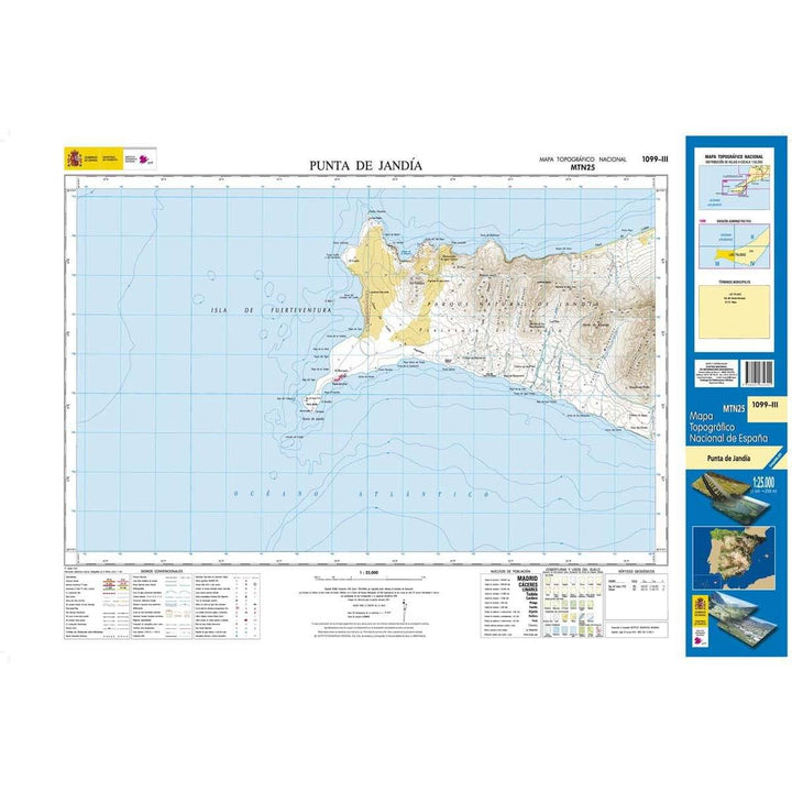 Carte topographique de l'Espagne - Punta de Jandía (Fuerteventura), n° 1099.3 | CNIG - 1/25 000 carte pliée CNIG 