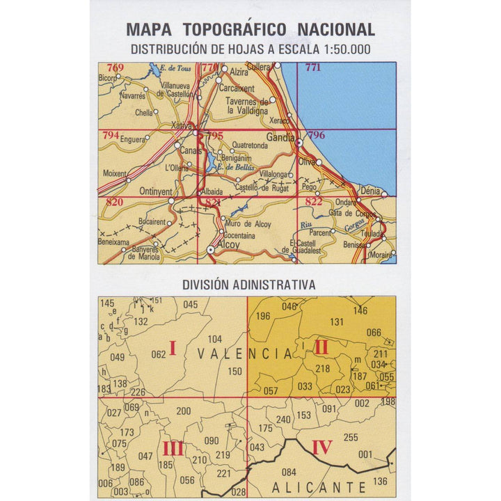 Carte topographique de l'Espagne - Real de Gandía, n° 0795.2 | CNIG - 1/25 000 carte pliée CNIG 