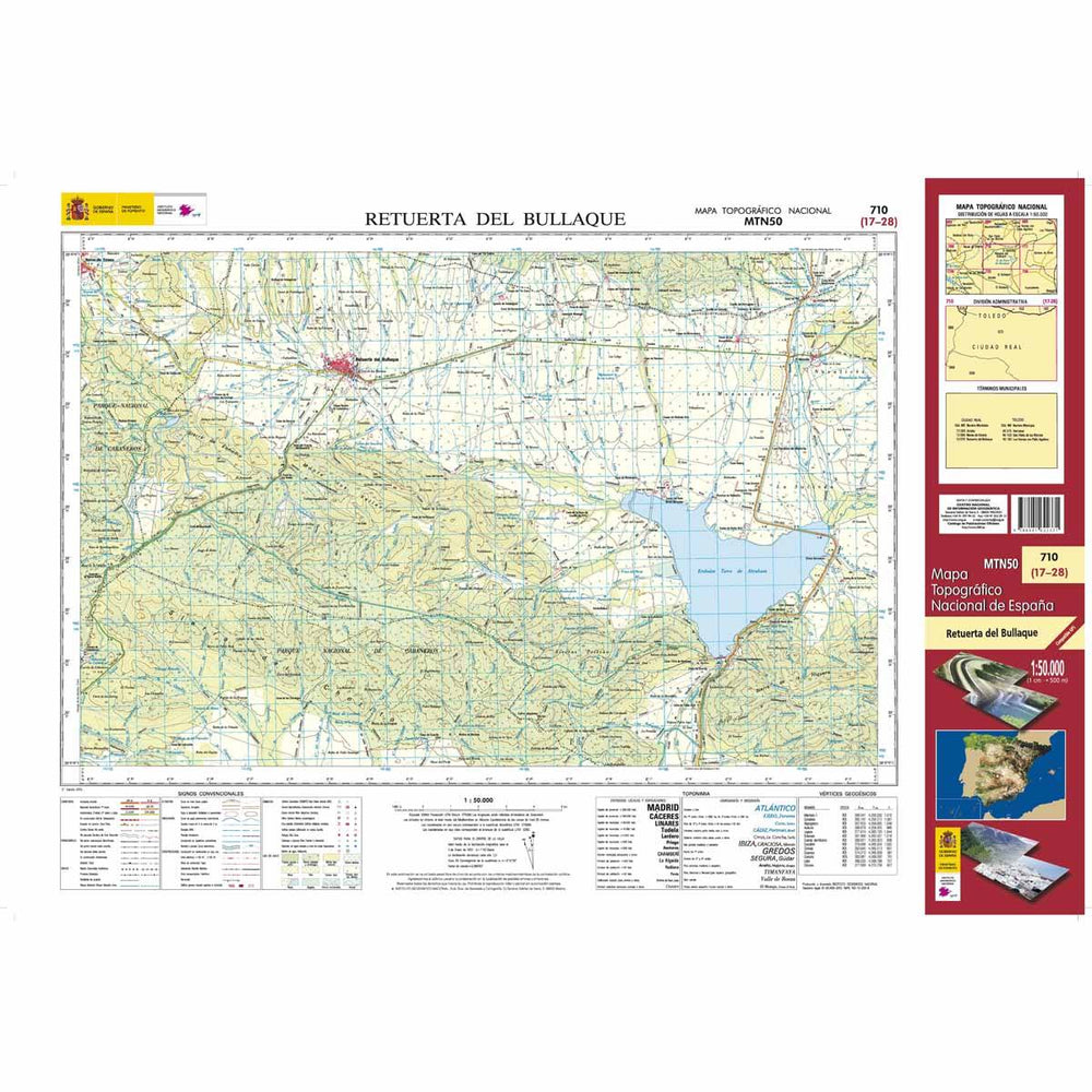 Carte topographique de l'Espagne - Retuerta del Bullaque, n° 0710 | CNIG - 1/50 000 carte pliée CNIG 