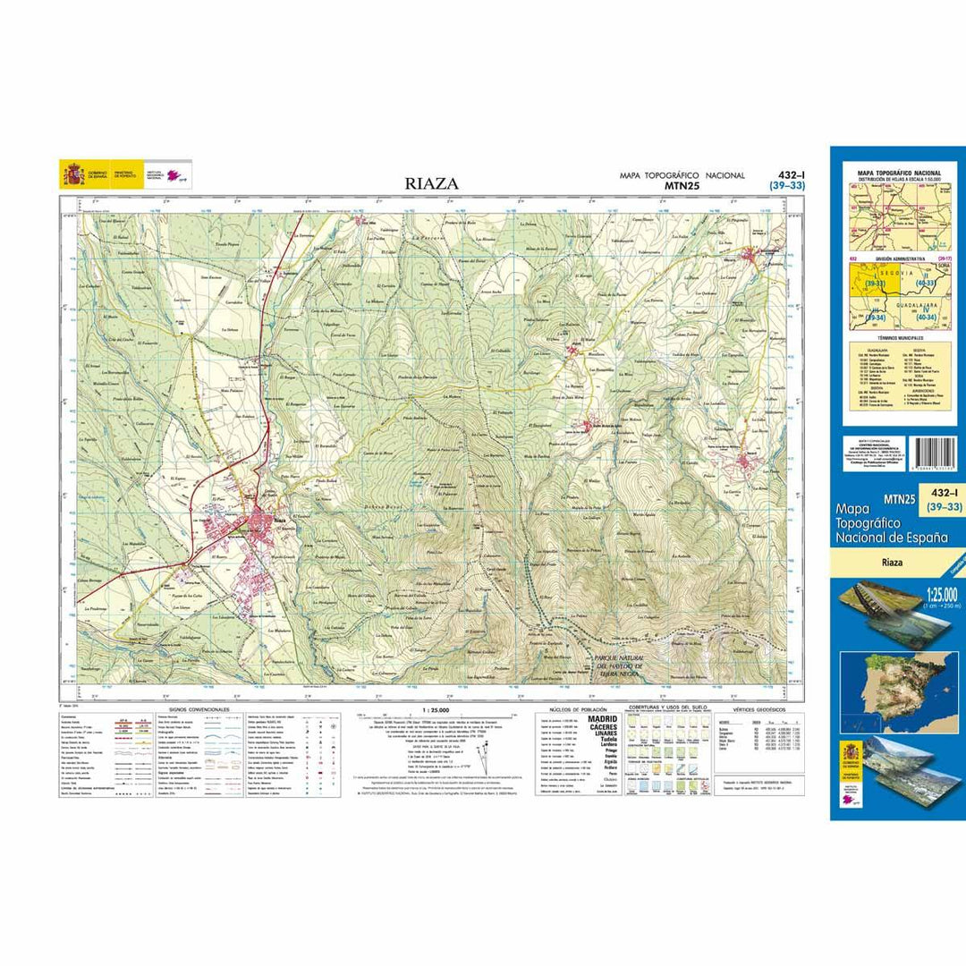 Carte topographique de l'Espagne - Riaza, n° 0432.1 | CNIG - 1/25 000 carte pliée CNIG 