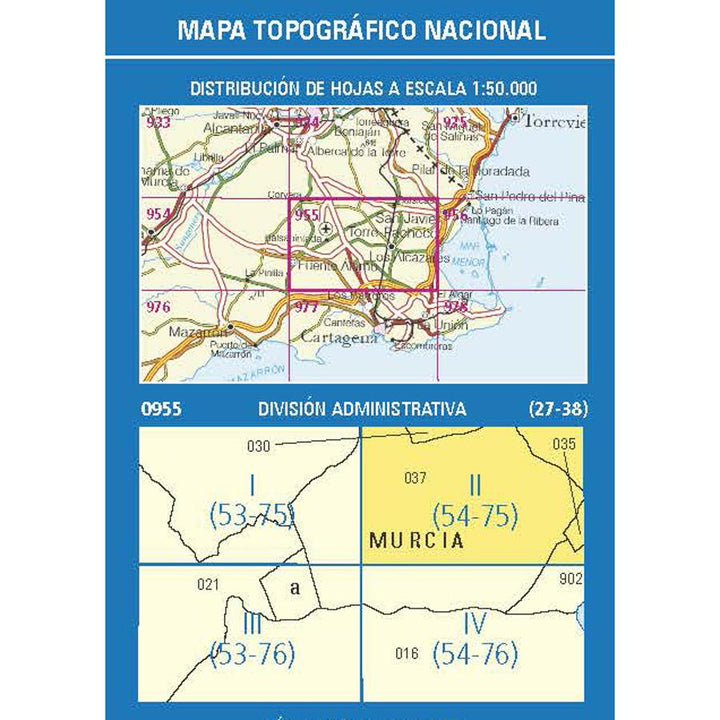 Carte topographique de l'Espagne - Roldán, n° 0955.2 | CNIG - 1/25 000 carte pliée CNIG 