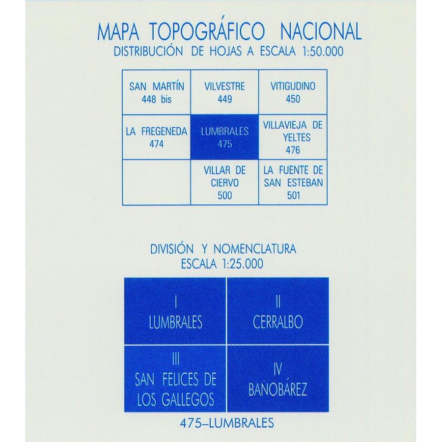 Carte topographique de l'Espagne - San Felices de los Gallegos, n° 0475.3 | CNIG - 1/25 000 carte pliée CNIG 