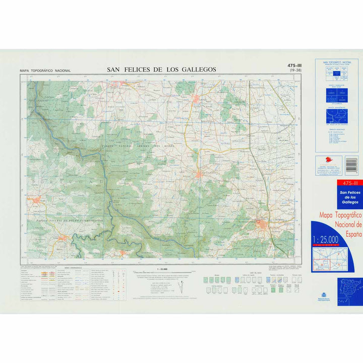 Carte topographique de l'Espagne - San Felices de los Gallegos, n° 0475.3 | CNIG - 1/25 000 carte pliée CNIG 