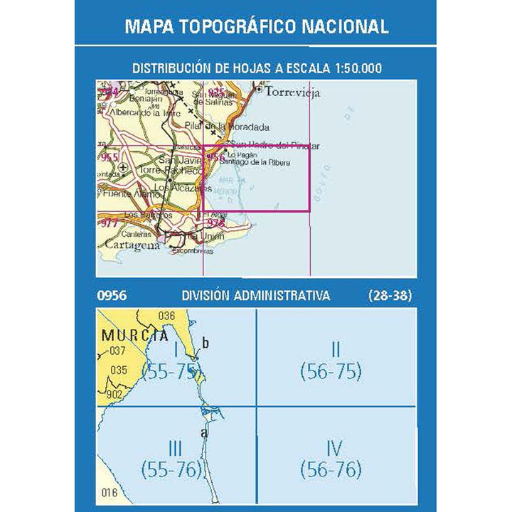 Carte topographique de l'Espagne - San Javier, n° 0956.1 | CNIG - 1/25 000 carte pliée CNIG 