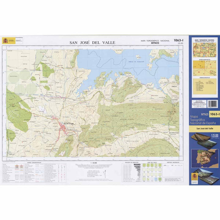 Carte topographique de l'Espagne - San José del Valle, n° 1063.1 | CNIG - 1/25 000 carte pliée CNIG 