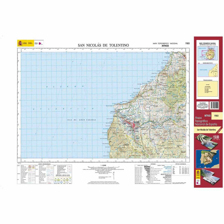 Carte topographique de l'Espagne - San Nicolás de Tolentino (Gran Canaria), n° 1103 | CNIG - 1/50 000 carte pliée CNIG 