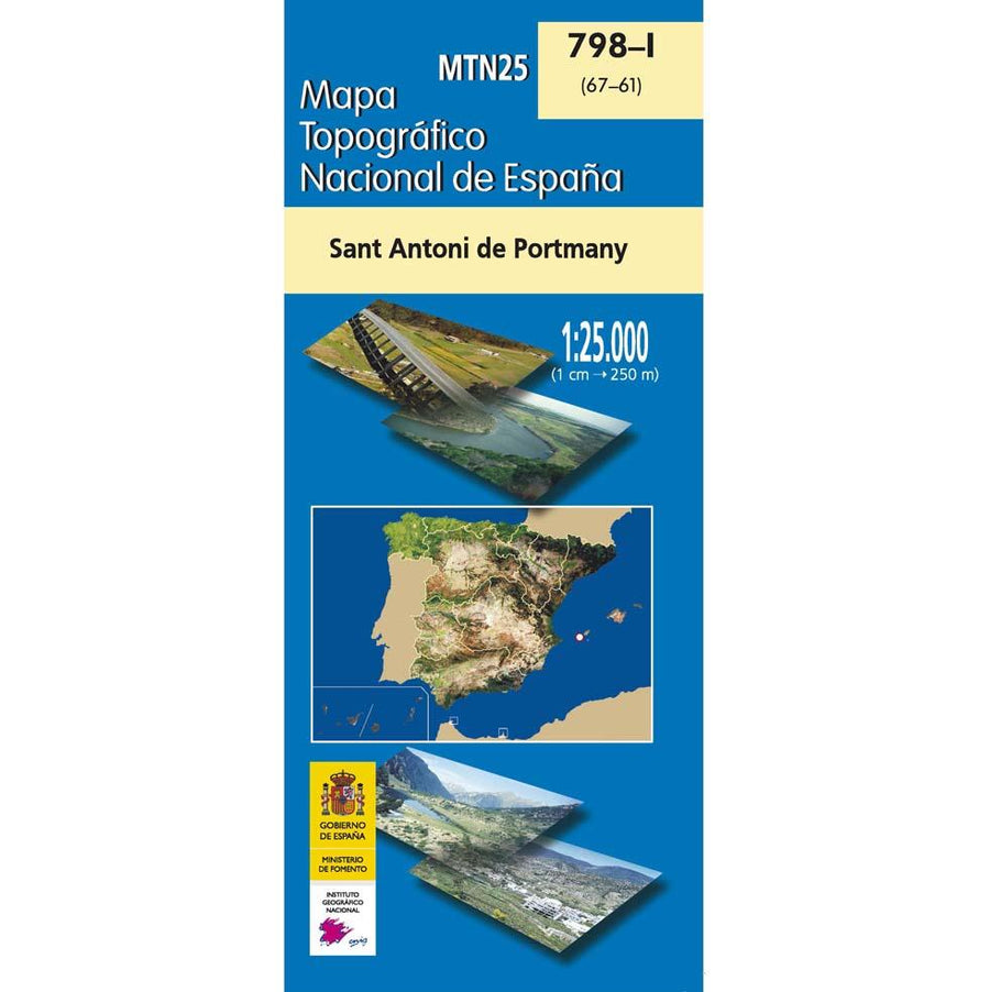 Carte topographique de l'Espagne - Sant Antoni de Portmany (Ibiza), n° 0798.1 | CNIG - 1/25 000 carte pliée CNIG 