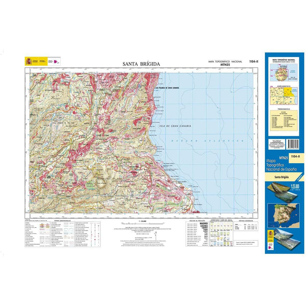Carte topographique de l'Espagne - Santa Brígida (Gran Canaria), n° 1104.2 | CNIG - 1/25 000 carte pliée CNIG 