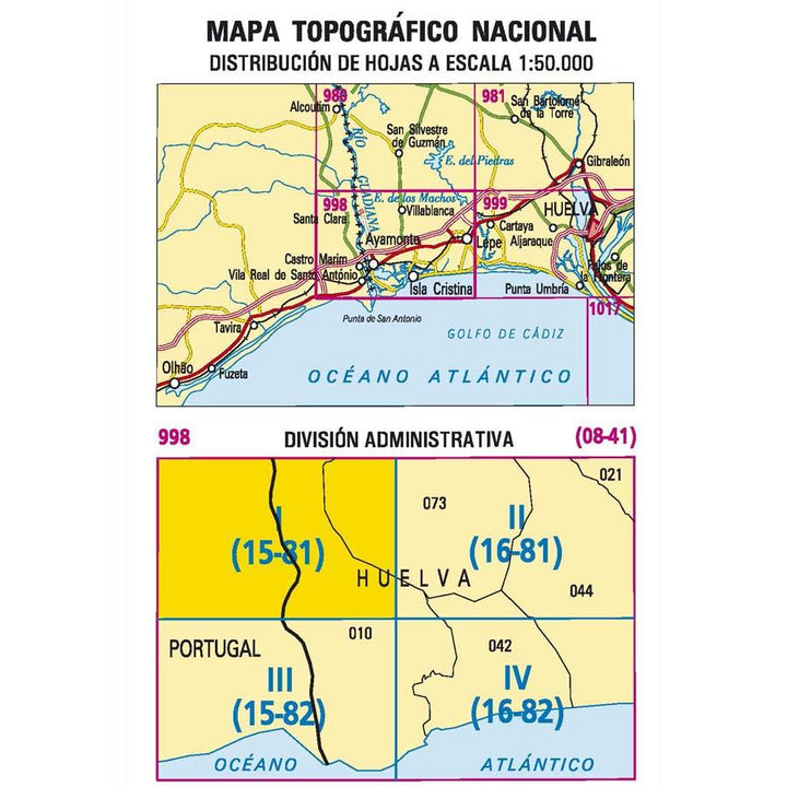 Carte topographique de l'Espagne - Santa Clara, n° 0998.1 | CNIG - 1/25 000 carte pliée CNIG 