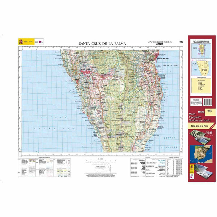 Carte topographique de l'Espagne - Santa Cruz de la Palma (La Palma), n° 1085 | CNIG - 1/50 000 carte pliée CNIG 