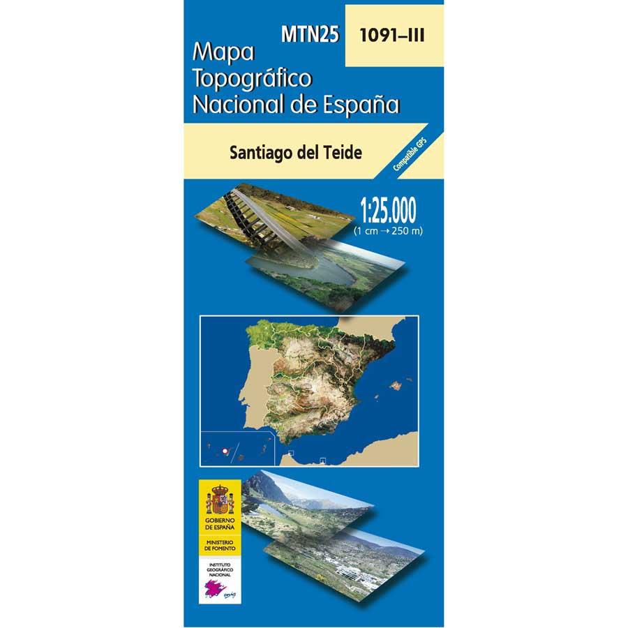 Carte topographique de l'Espagne - Santiago del Teide (Tenerife), n° 1091.3 | CNIG - 1/25 000 carte pliée CNIG 