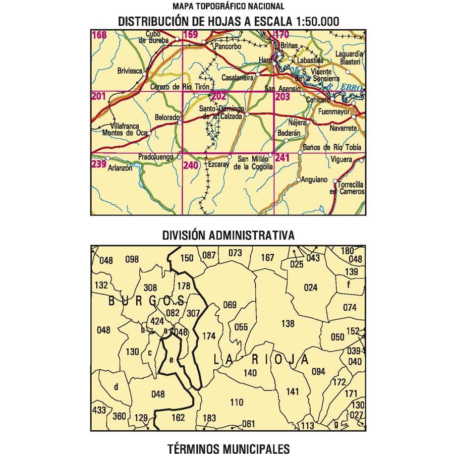 Carte topographique de l'Espagne - Santo Domingo de la Calzada, n° 0202 | CNIG - 1/50 000 carte pliée CNIG 