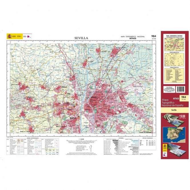 Carte topographique de l'Espagne - Sevilla, n° 984, n° 0984 | CNIG - 1/50 000 carte pliée CNIG 