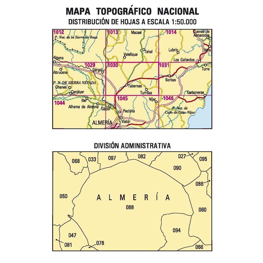 Carte topographique de l'Espagne - Tabernas, n° 1030 | CNIG - 1/50 000 carte pliée CNIG 