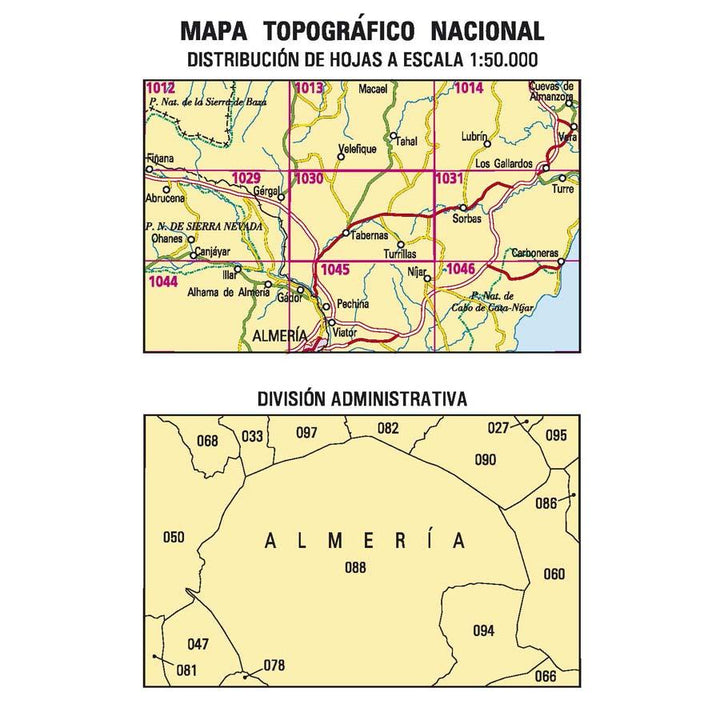 Carte topographique de l'Espagne - Tabernas, n° 1030 | CNIG - 1/50 000 carte pliée CNIG 