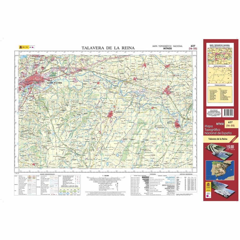 Carte topographique de l'Espagne - Talavera de la Reina, n° 0627 | CNIG - 1/50 000 carte pliée CNIG 