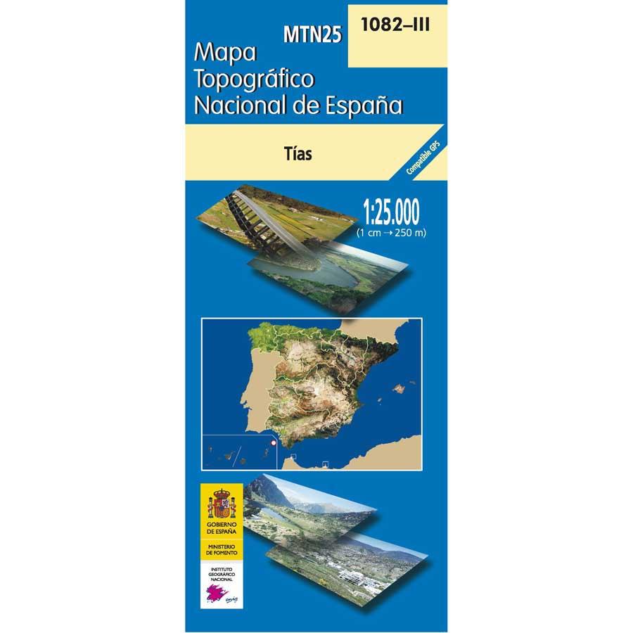 Carte topographique de l'Espagne - Tias (Lanzarote), n° 1082.3 | CNIG - 1/25 000 carte pliée CNIG 