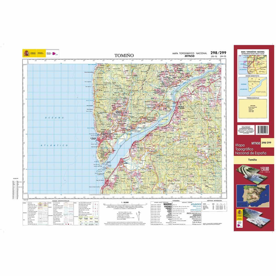 Carte topographique de l'Espagne - Tomiño, n° 0298/299 | CNIG - 1/50 000 carte pliée CNIG 