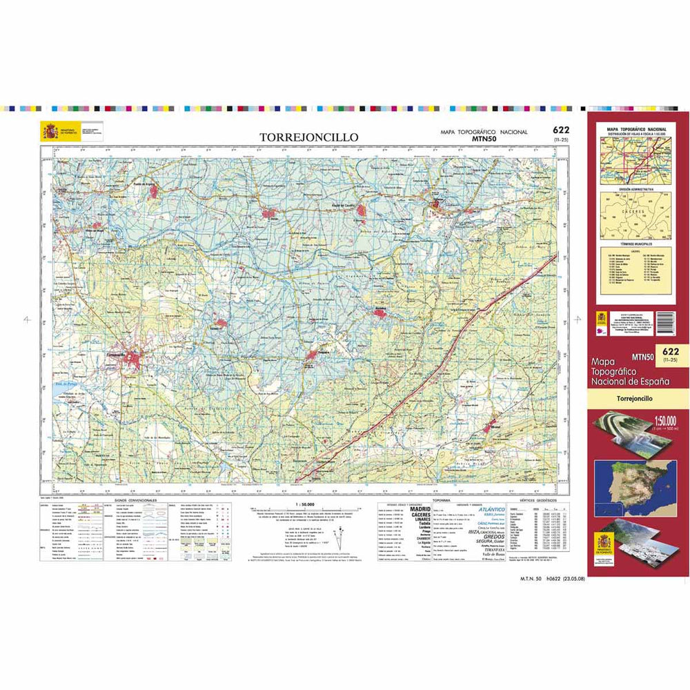 Carte topographique de l'Espagne - Torrejoncillo, n° 0622 | CNIG - 1/50 000 carte pliée CNIG 