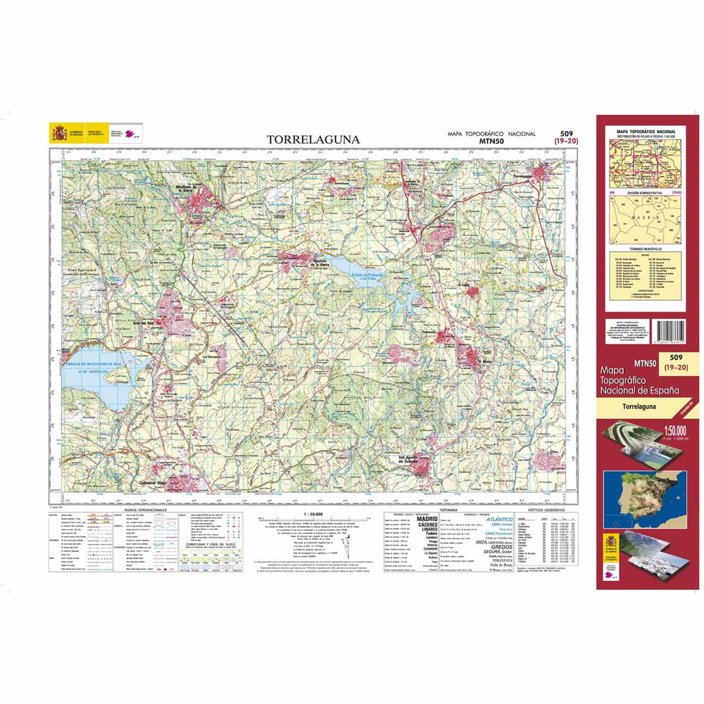 Carte topographique de l'Espagne - Torrelaguna, n° 0509 | CNIG - 1/50 000 carte pliée CNIG 