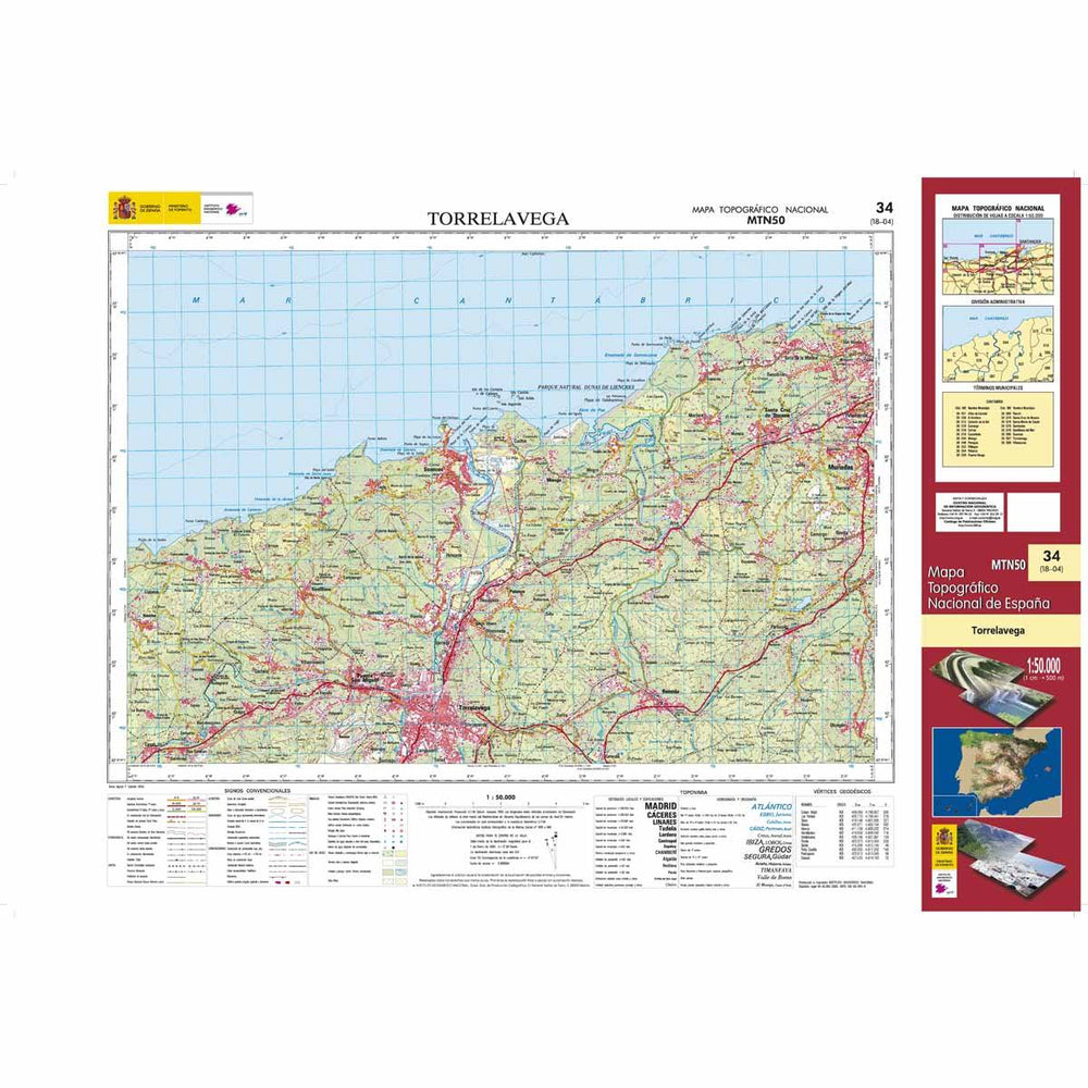 Carte topographique de l'Espagne - Torrelavega, n° 0034 | CNIG - 1/50 000 carte pliée CNIG 