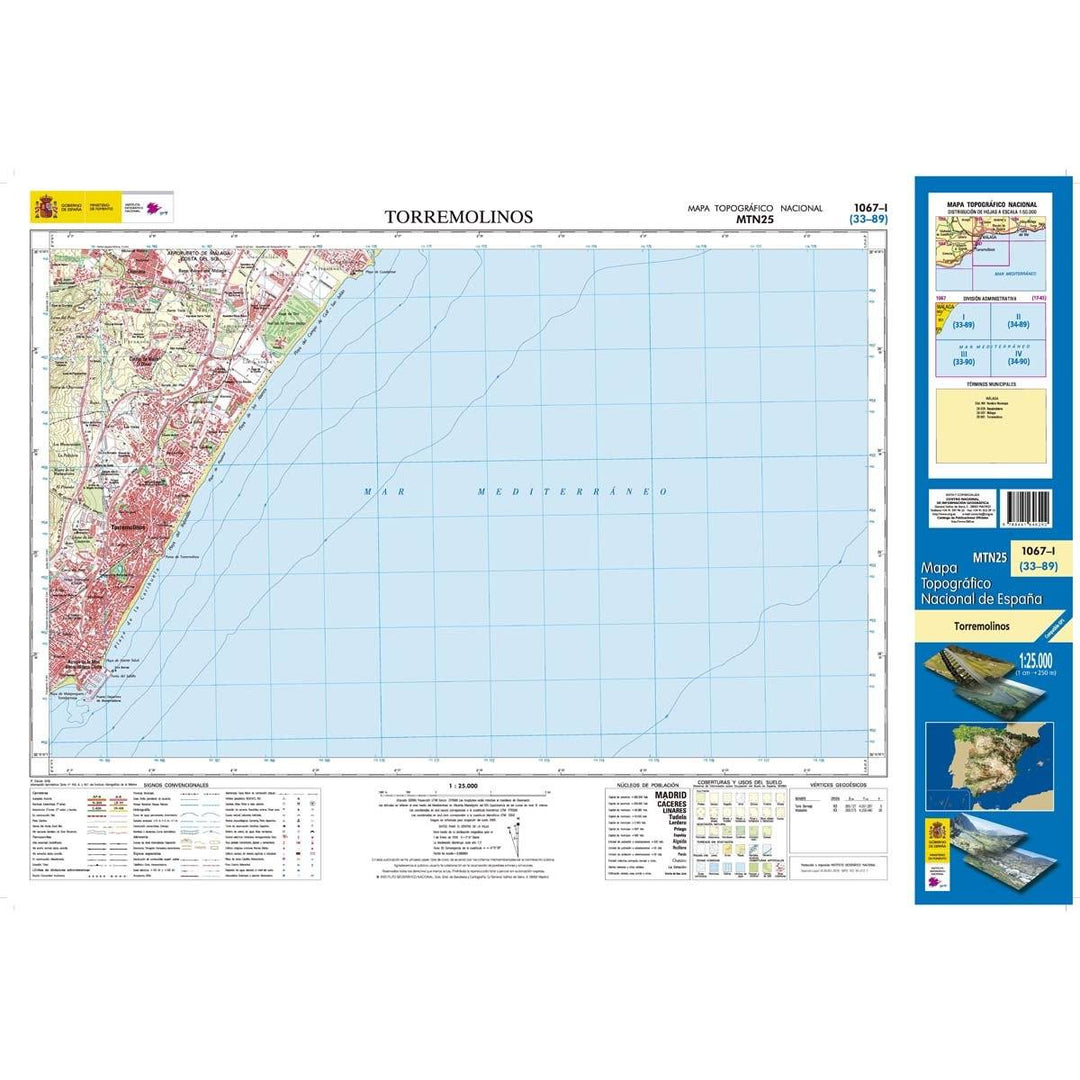 Carte topographique de l'Espagne - Torremolinos, n° 1067.1 | CNIG - 1/25 000 carte pliée CNIG 