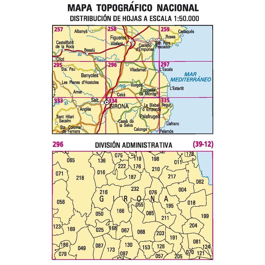 Carte topographique de l'Espagne - Torroella de Montgrí, n° 0296 | CNIG - 1/50 000 carte pliée CNIG 