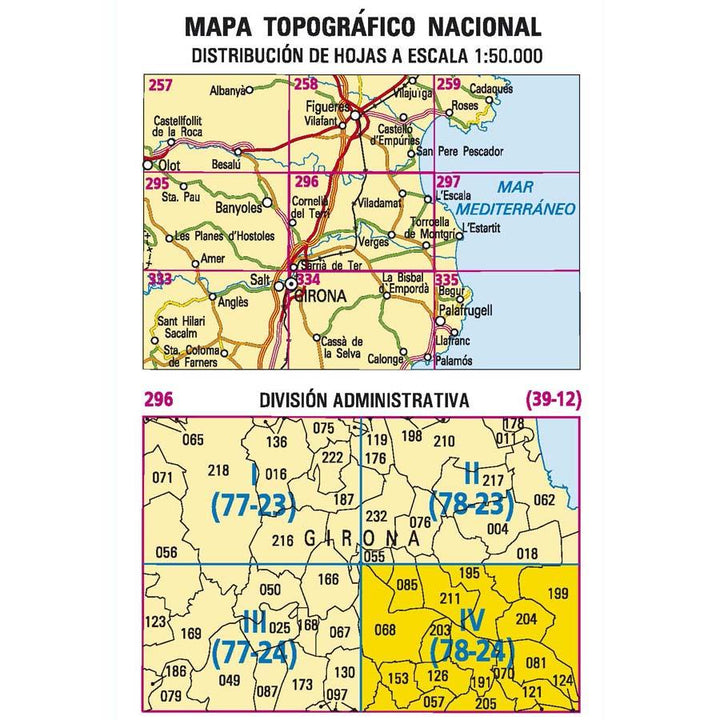 Carte topographique de l'Espagne - Torroella de Montgrí, n° 0296.4 | CNIG - 1/25 000 carte pliée CNIG 