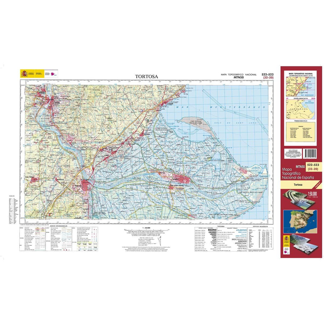 Carte topographique de l'Espagne - Tortosa, n° 0522/523 | CNIG - 1/50 000 carte pliée CNIG 