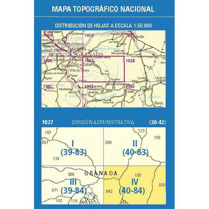 Carte topographique de l'Espagne - Trevélez, n° 1027.4 | CNIG - 1/25 000 carte pliée CNIG 