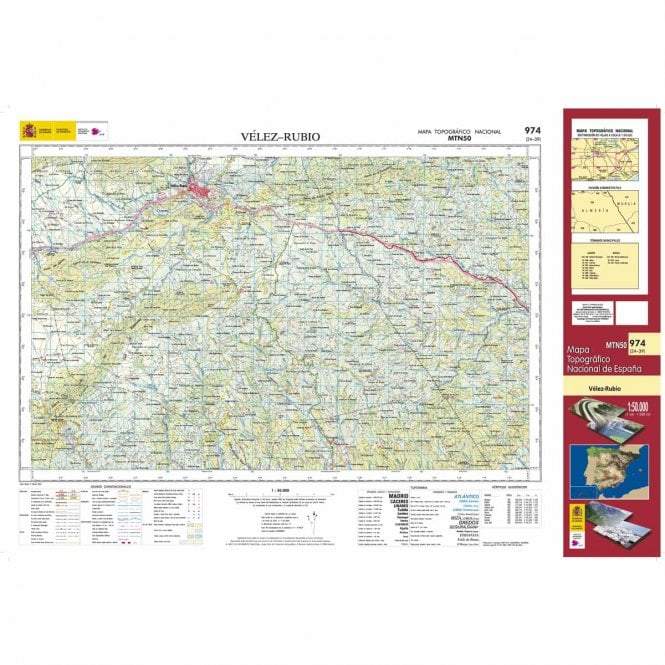 Carte topographique de l'Espagne - Vélez Rubio, n° 974, n° 0974 | CNIG - 1/50 000 carte pliée CNIG 