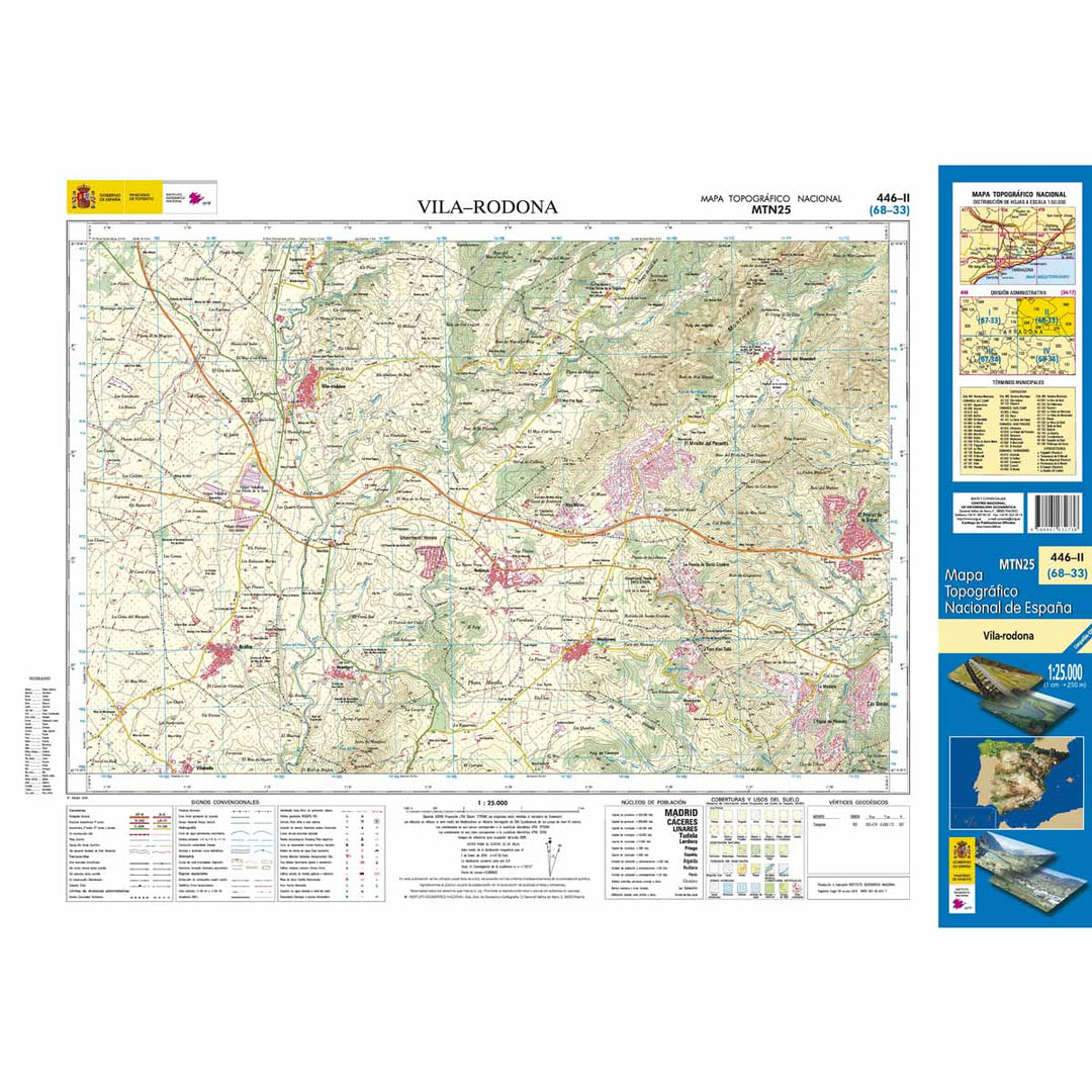 Carte topographique de l'Espagne - Vila-Rodona, n° 0446.2 | CNIG - 1/25 000 carte pliée CNIG 