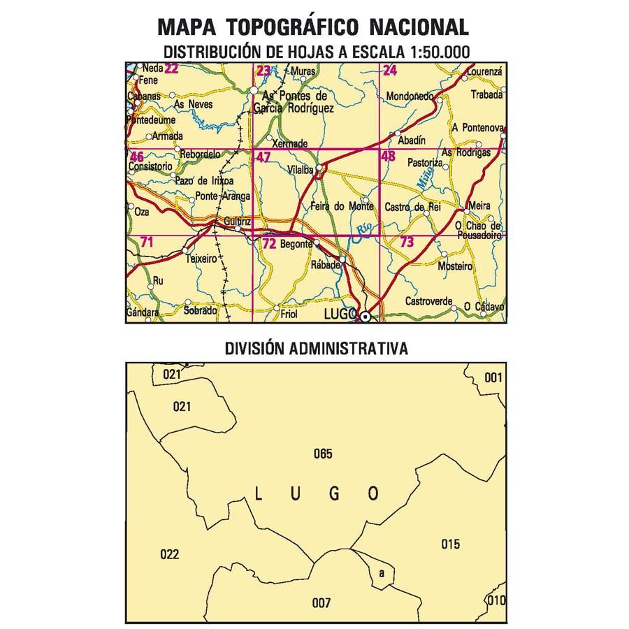 Carte topographique de l'Espagne - Vilalba, n° 0047 | CNIG - 1/50 000 carte pliée CNIG 