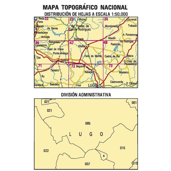 Carte topographique de l'Espagne - Vilalba, n° 0047 | CNIG - 1/50 000 carte pliée CNIG 