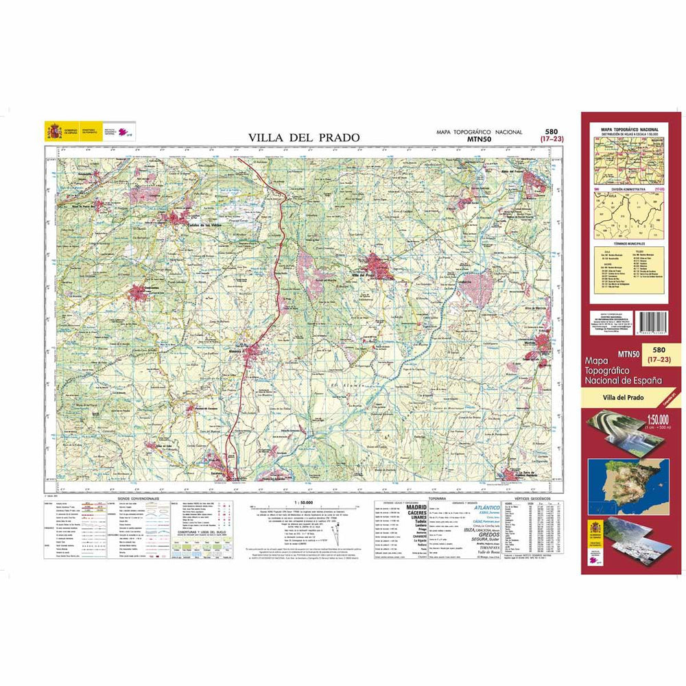 Carte topographique de l'Espagne - Villa del Prado, n° 0580 | CNIG - 1/50 000 carte pliée CNIG 