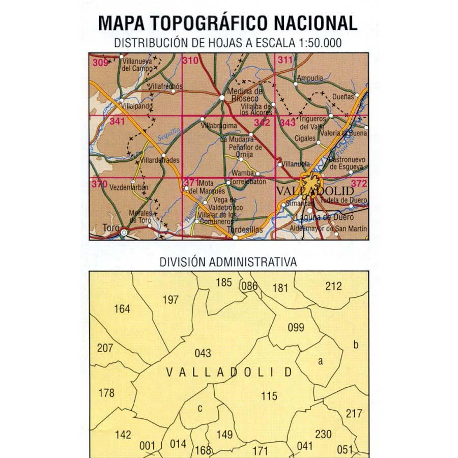 Carte topographique de l'Espagne - Villabrágima, n° 0342 | CNIG - 1/50 000 carte pliée CNIG 