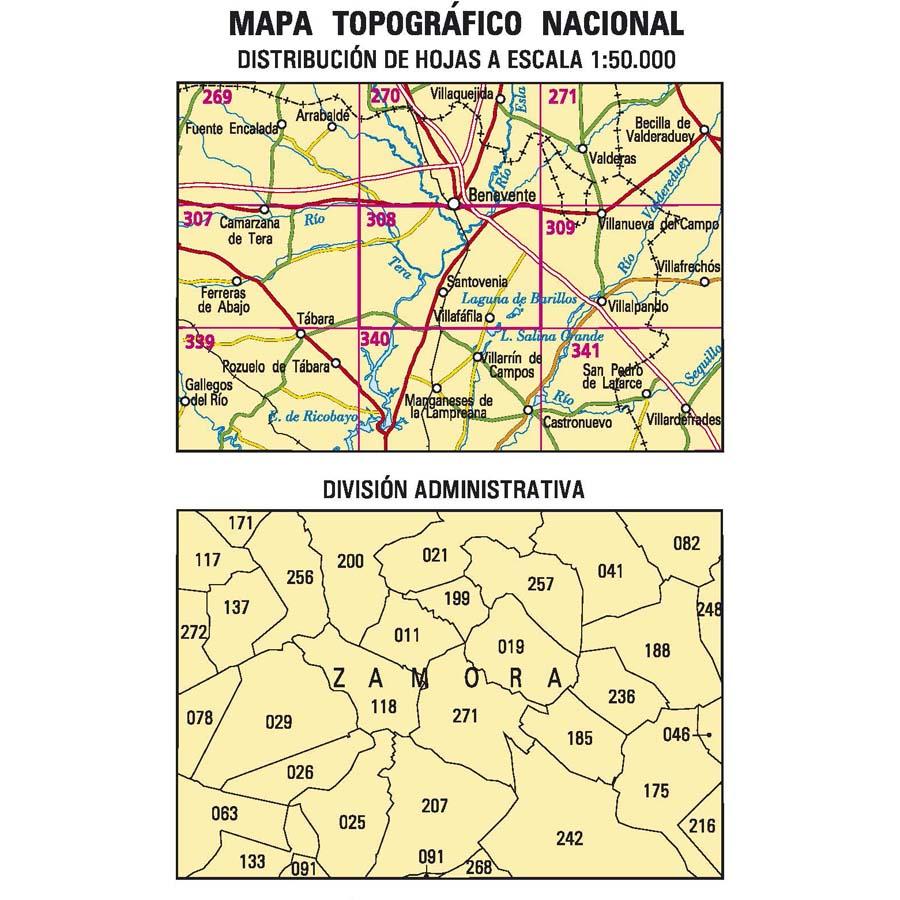 Carte topographique de l'Espagne - Villafáfila, n° 0308 | CNIG - 1/50 000 carte pliée CNIG 