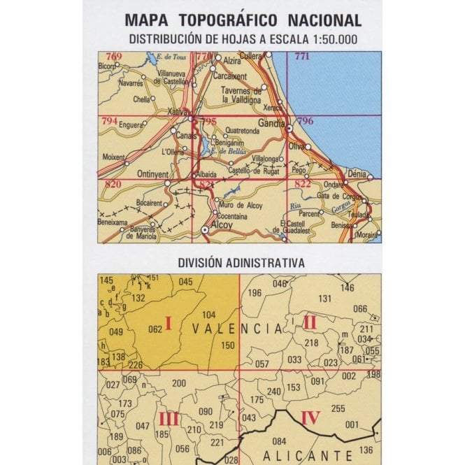 Carte topographique de l'Espagne - Xàtiva, n° 0795.1 | CNIG - 1/25 000 carte pliée CNIG 