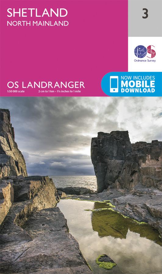 Carte topographique n° 003 - Shetland - North Mainland (Grande Bretagne) | Ordnance Survey - Landranger carte pliée Ordnance Survey 