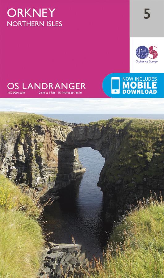 Carte topographique n° 005 - Orkney - Northern Isles (Grande Bretagne) | Ordnance Survey - Landranger carte pliée Ordnance Survey 
