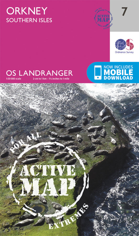 Carte topographique n° 007 - Orkney - Southern Isles (Grande Bretagne) | Ordnance Survey - Landranger carte pliée Ordnance Survey Plastifiée 