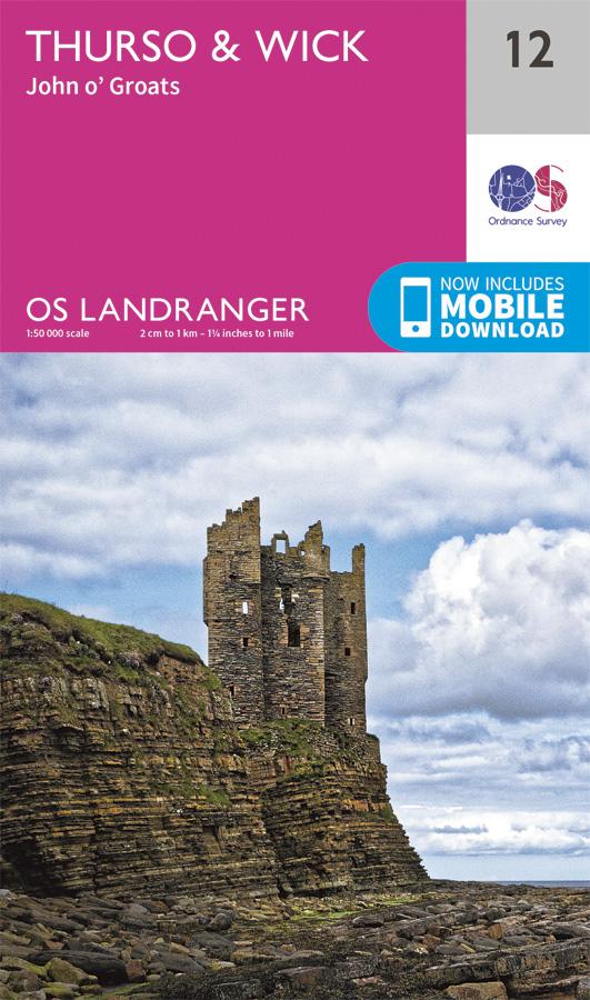 Carte topographique n° 012 - Thurso, Wick (Grande Bretagne) | Ordnance Survey - Landranger carte pliée Ordnance Survey 