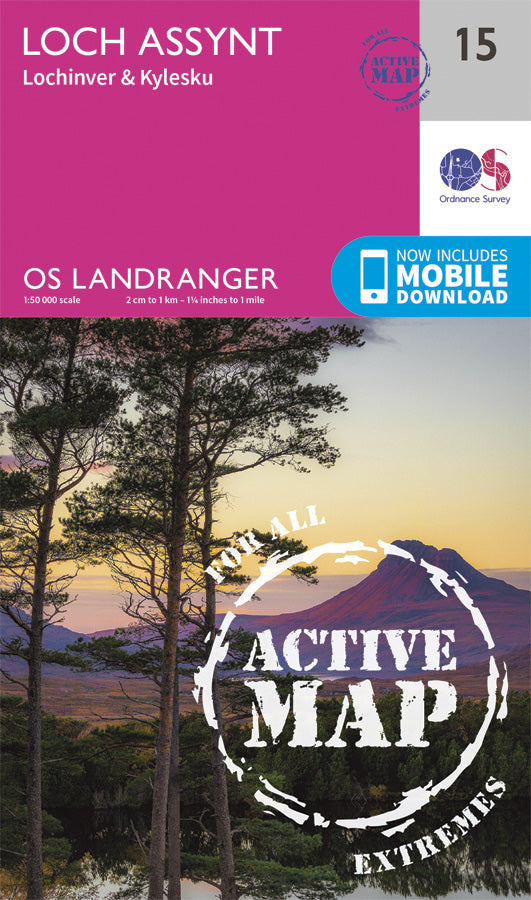 Carte topographique n° 015 - Loch Assynt (Grande Bretagne) | Ordnance Survey - Landranger carte pliée Ordnance Survey Plastifiée 