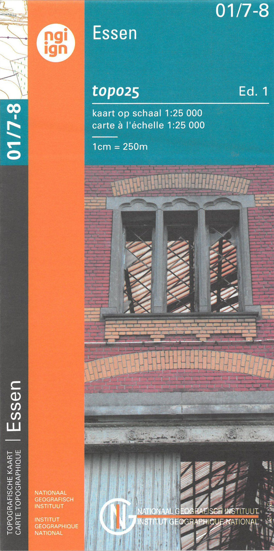 Carte topographique n° 01/7-8 - Essen (Belgique) | NGI topo 25 carte pliée IGN Belgique 