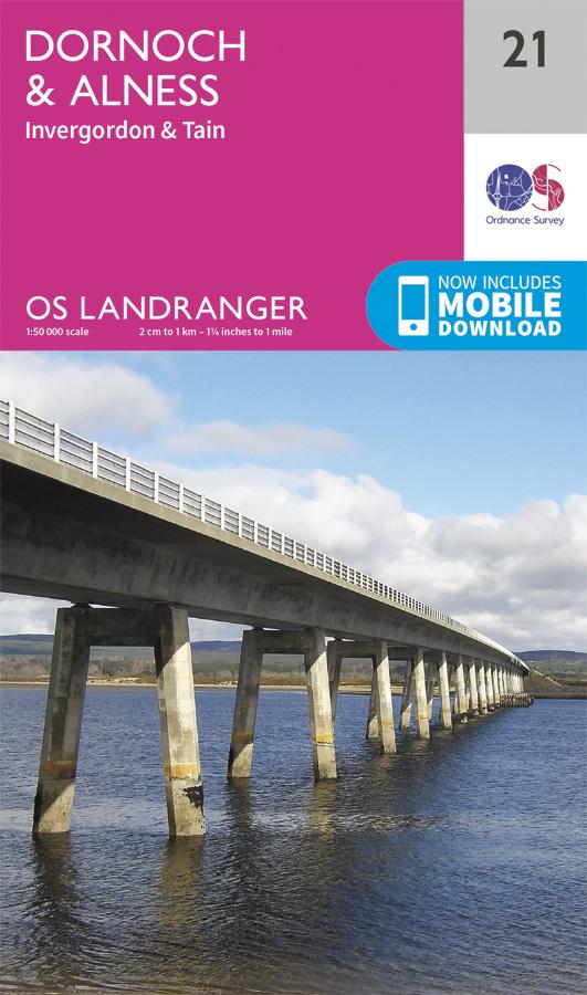 Carte topographique n° 021 - Dornoch, Alness (Grande Bretagne) | Ordnance Survey - Landranger carte pliée Ordnance Survey 